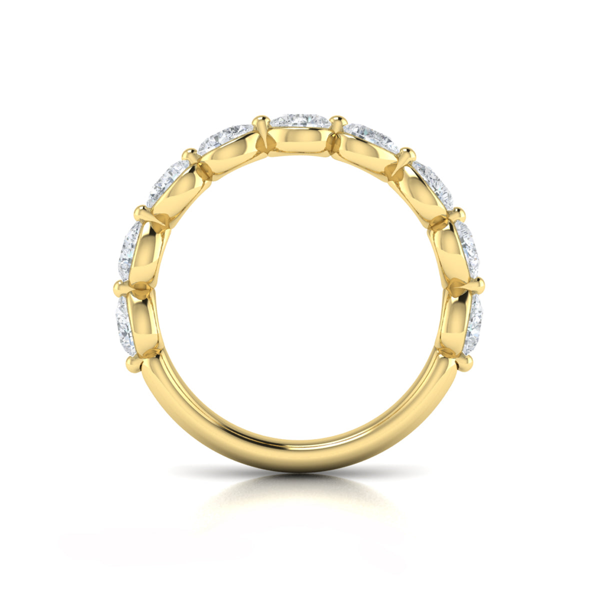 14kt Yellow Gold Womens Matching Oval Wedding Band