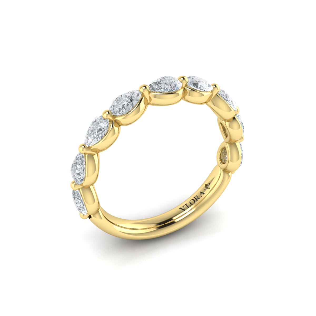 14kt Yellow Gold Womens Matching Oval Wedding Band