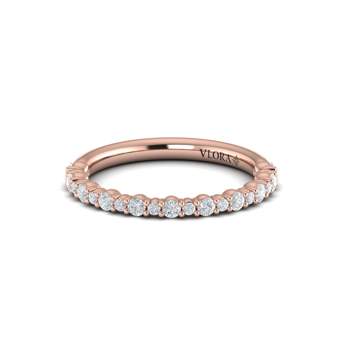 14kt Rose Gold Mosaic Diamond Womens Wedding Band