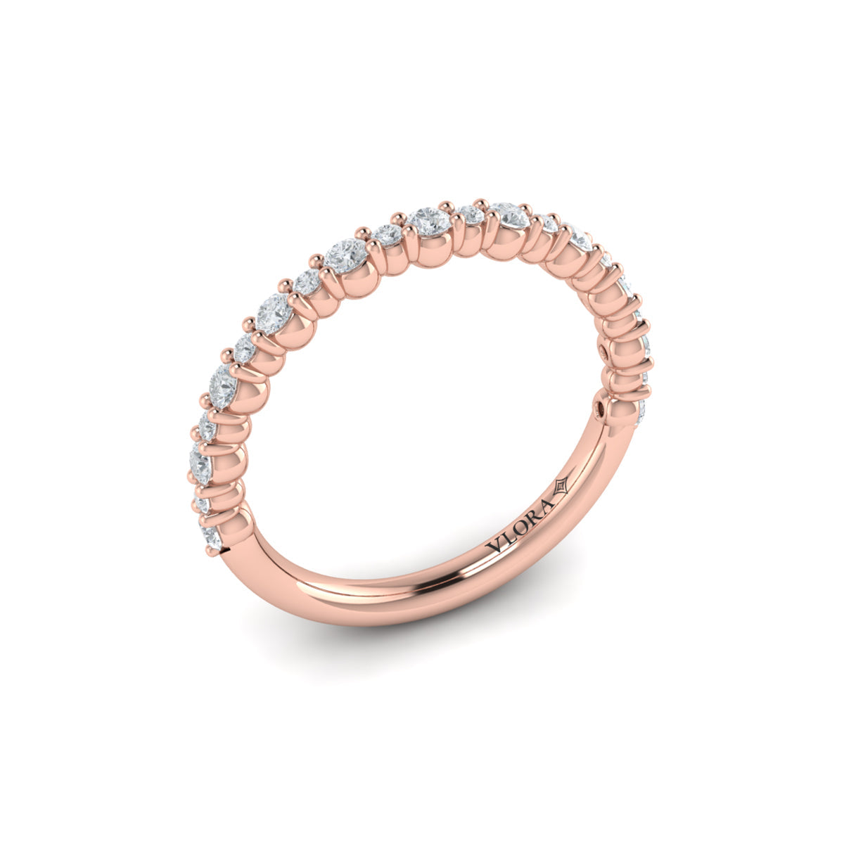 14kt Rose Gold Mosaic Diamond Womens Wedding Band