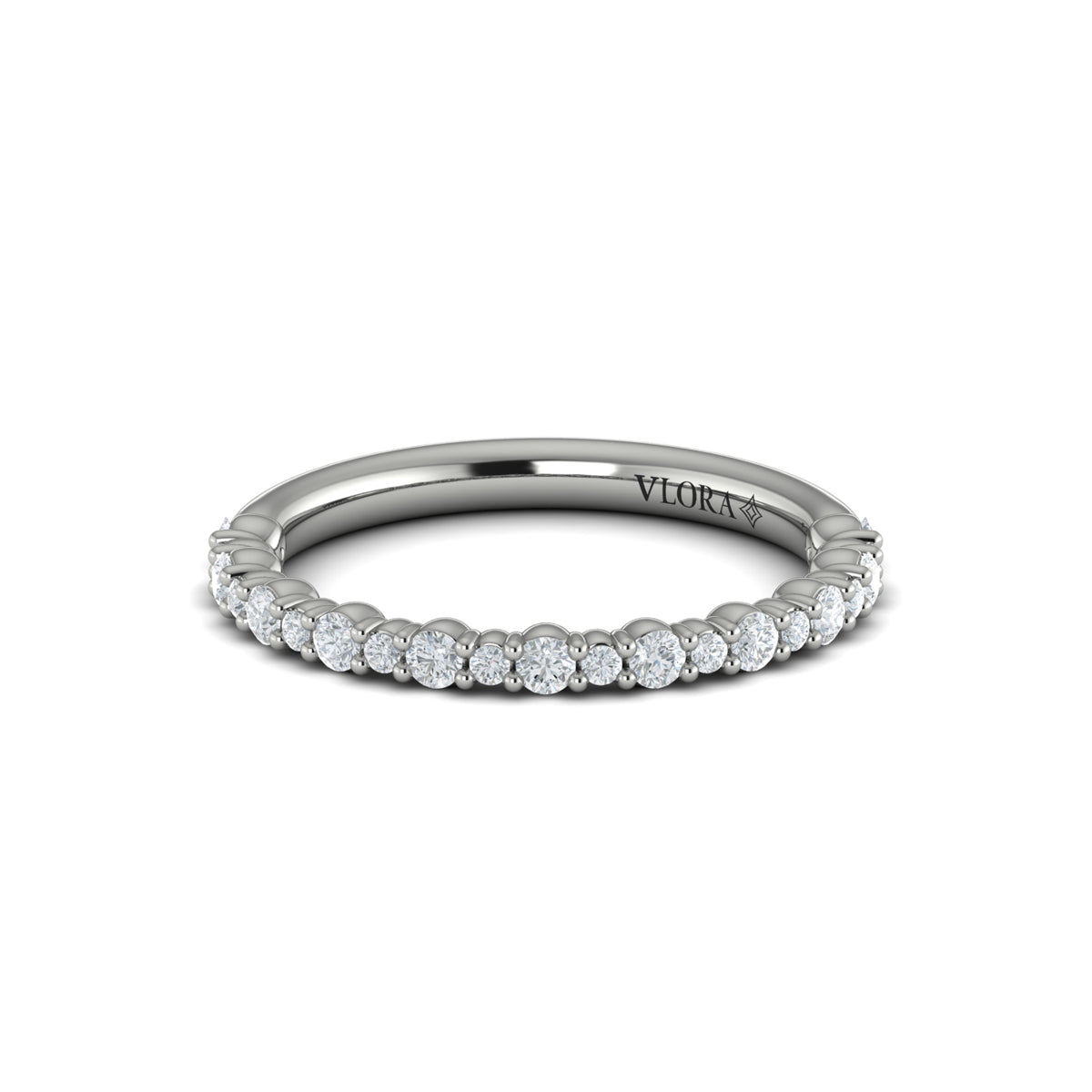 14K White Gold Mosaic Diamond Womens Wedding Band