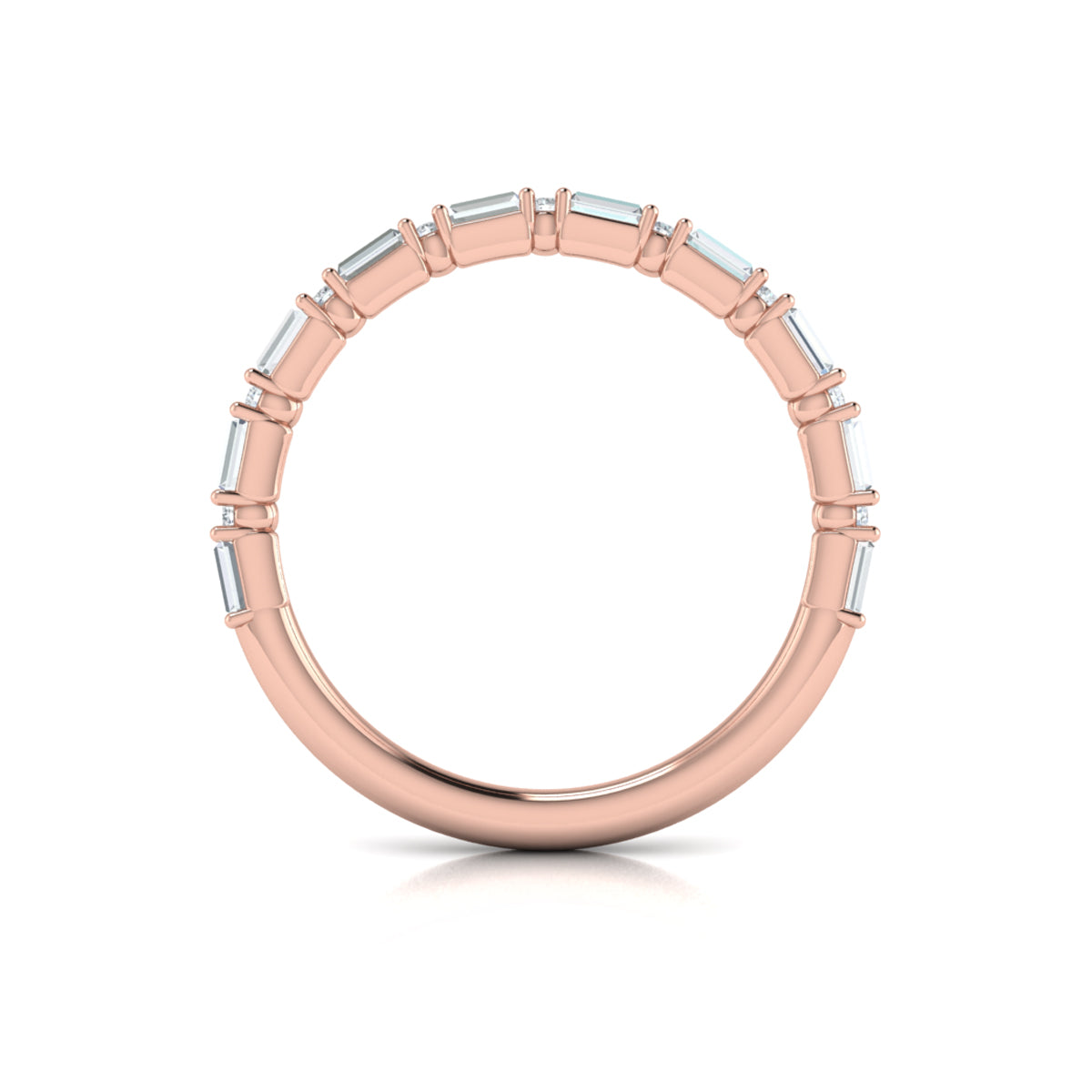 14kt Rose Gold Baguette & Brilliant Diamond Wedding Band