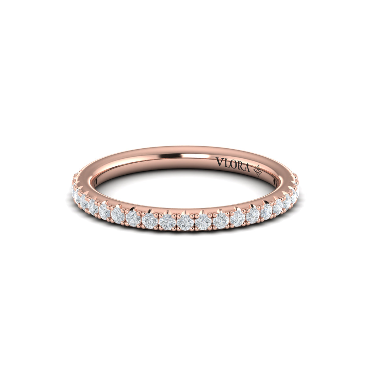 14kt Rose Gold Diamond Womens Matching Wedding Band