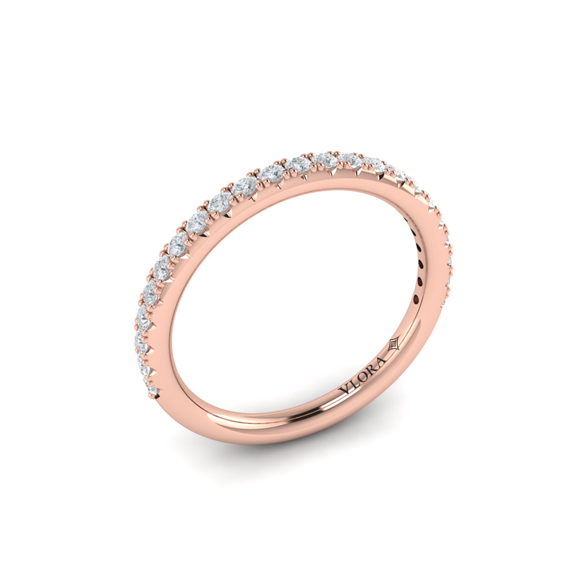 14kt Rose Gold Diamond Womens Matching Wedding Band