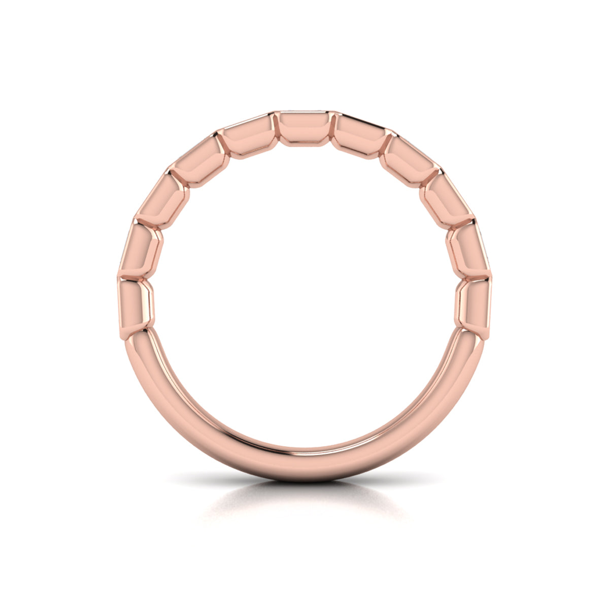 18kt Rose Gold Emerald Cut Womens Wedding Band