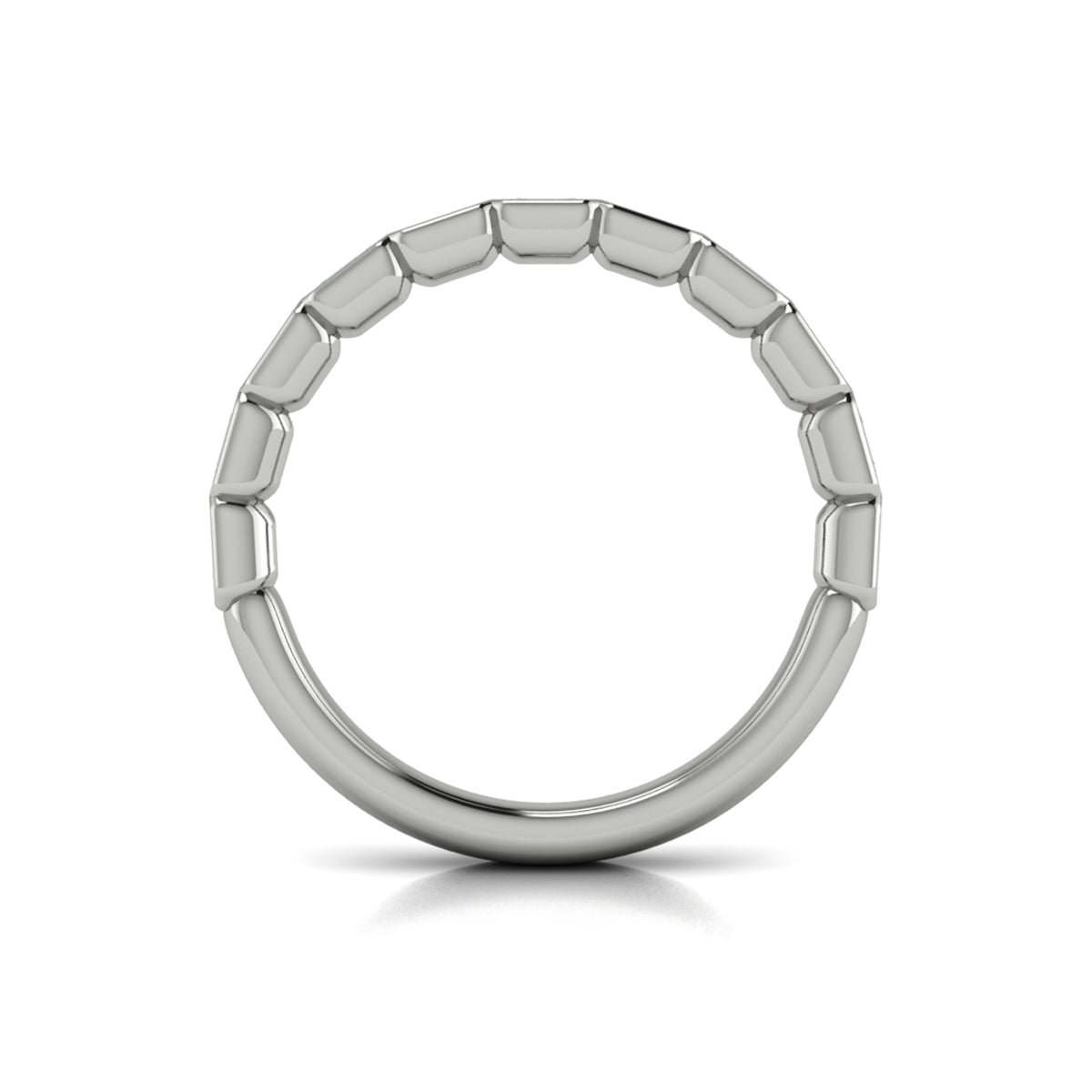 14K White Gold Emerald Cut Diamond Womens Wedding Band