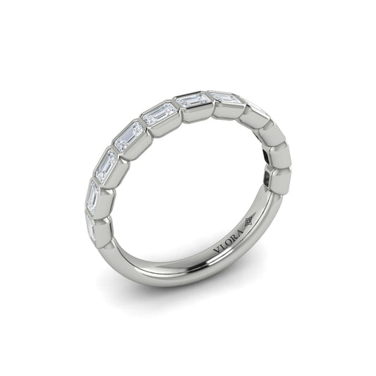 14K White Gold Emerald Cut Diamond Womens Wedding Band