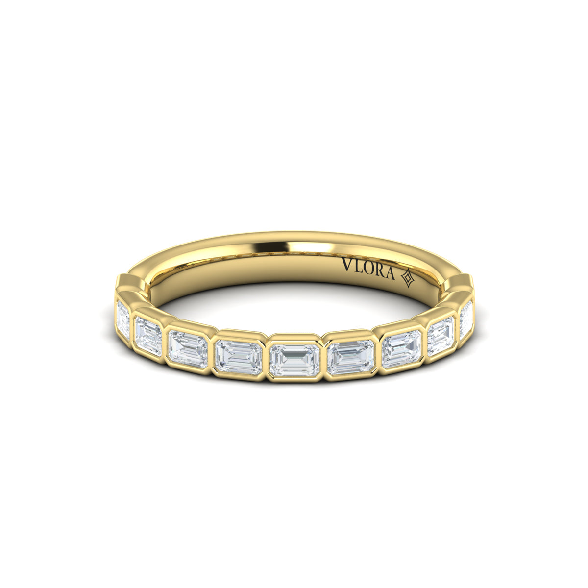 18kt Yellow Gold Emerald Cut Womens Wedding Band