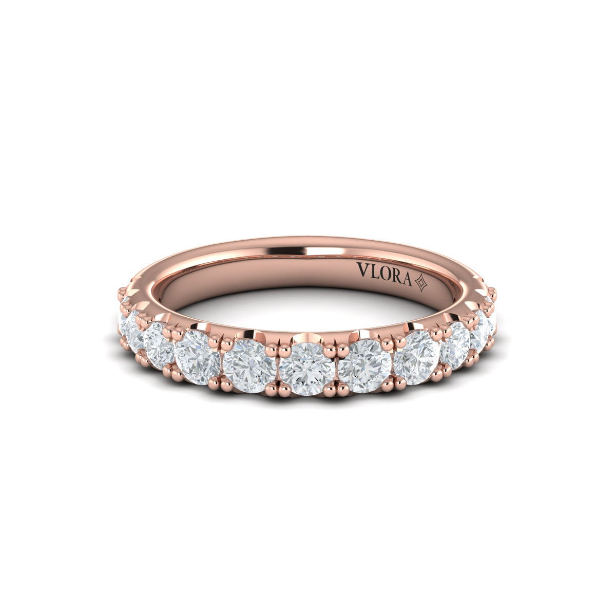 14kt Rose Gold Diamond Womens Matching Wedding Band