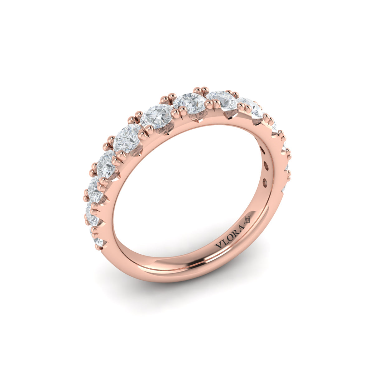 14kt Rose Gold Diamond Womens Matching Wedding Band