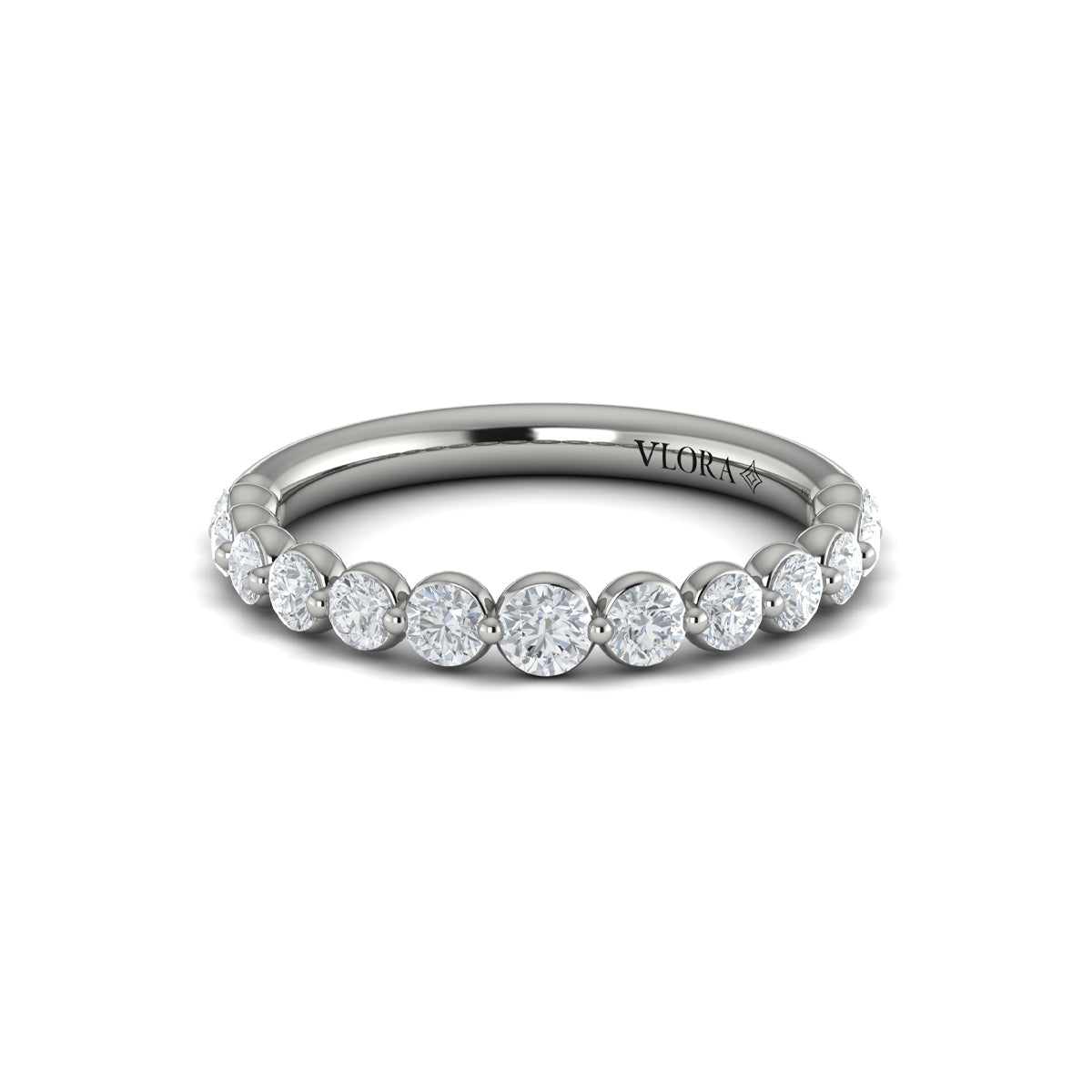 14K White Gold Diamond Stackable Wedding Band