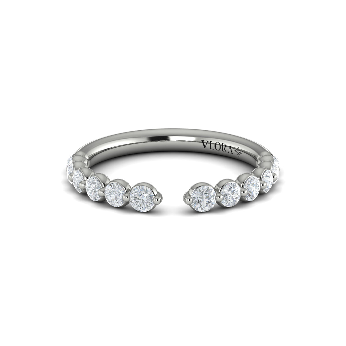 14K White Gold Diamond Stackable Wedding Band