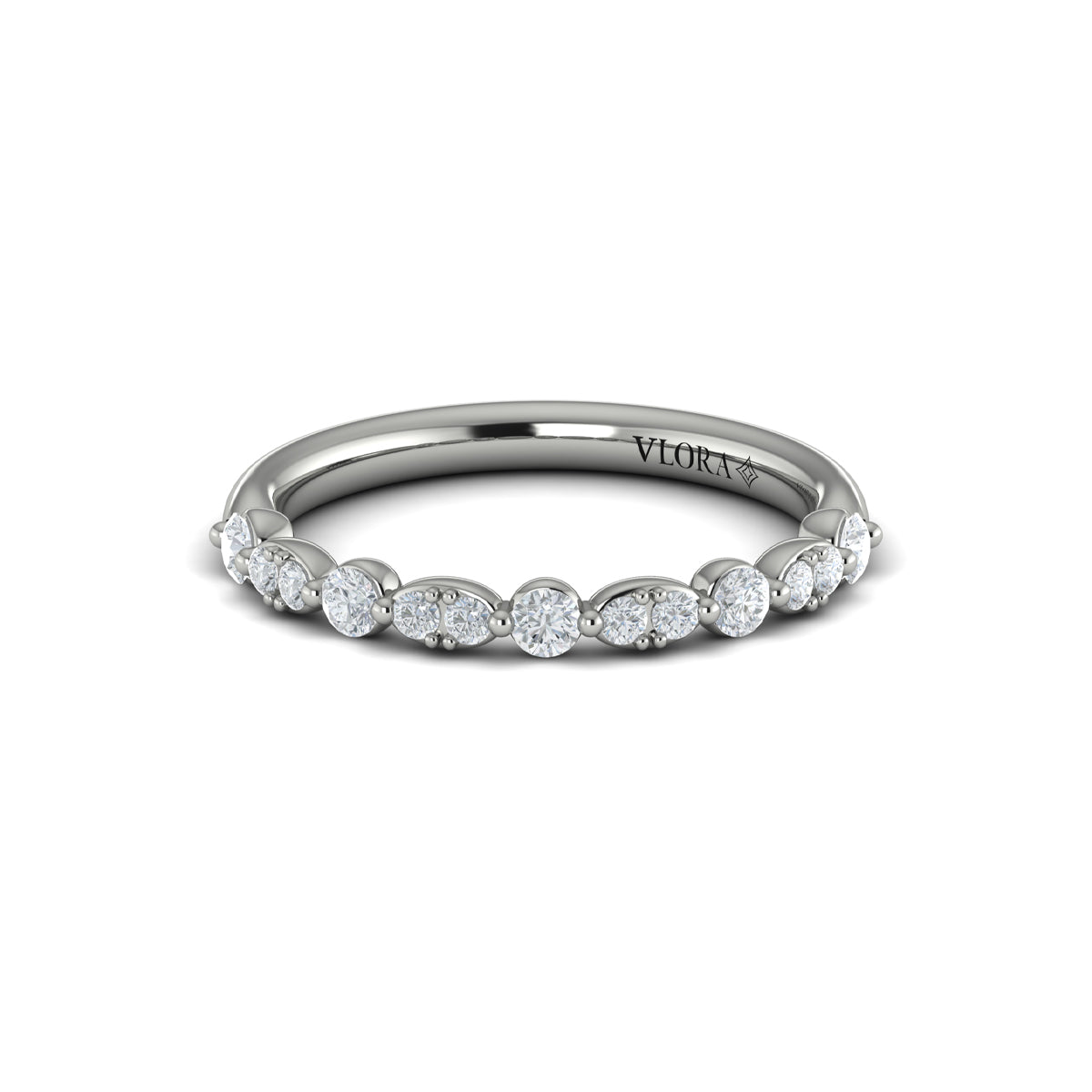 14K White Gold Diamond Stackable Wedding Band