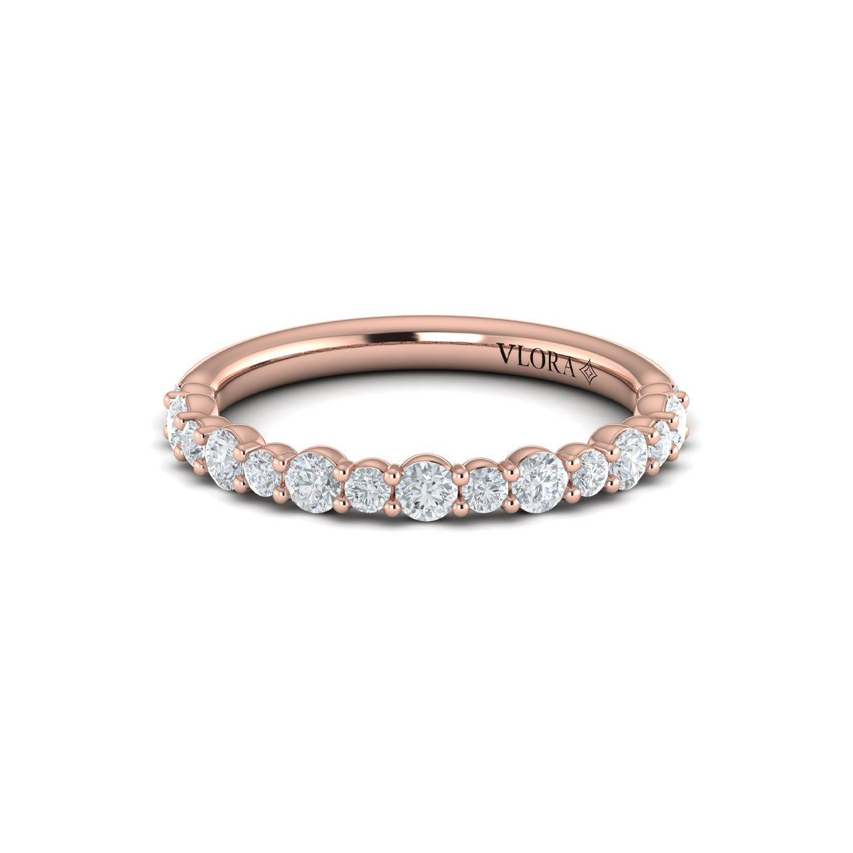 18kt Rose Gold Diamond Stackable Womens Wedding Band