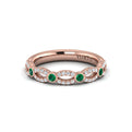 18kt Rose Gold Emerald Cut Womens Stackable Wedding Band