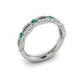 14K White Gold Emerald Cut Stackable Wedding Band