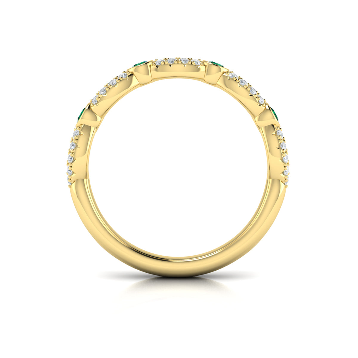 14kt Yellow Gold Emerald Cut Womens Stackable Wedding Band