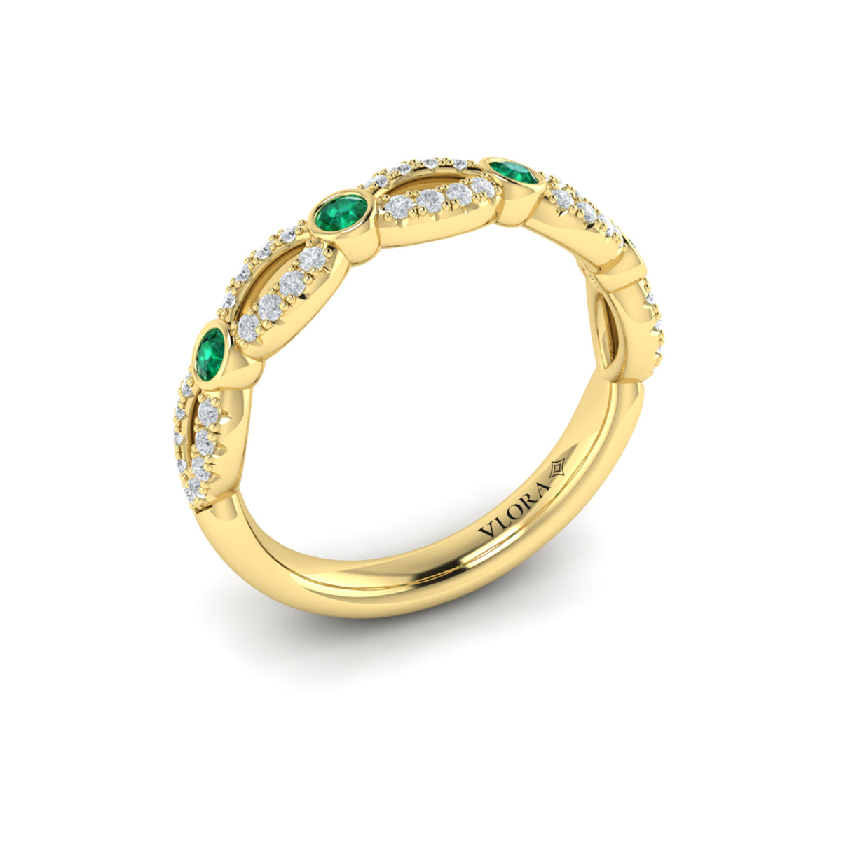 14kt Yellow Gold Emerald Cut Womens Stackable Wedding Band