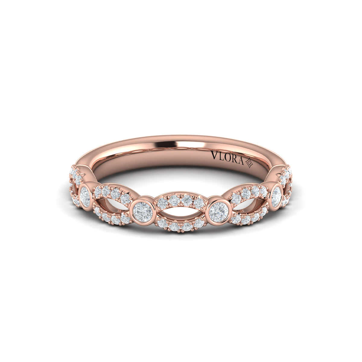 14kt Rose Gold Diamond Stackable Wedding Band