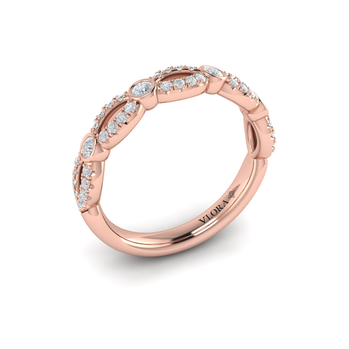 14kt Rose Gold Diamond Stackable Wedding Band