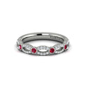 14K White Gold Ruby Womens Stackable Wedding Band