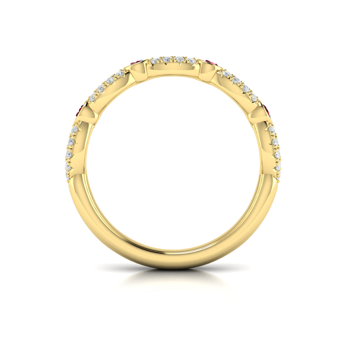 14kt Yellow Gold Ruby Womens Stackable Wedding Band