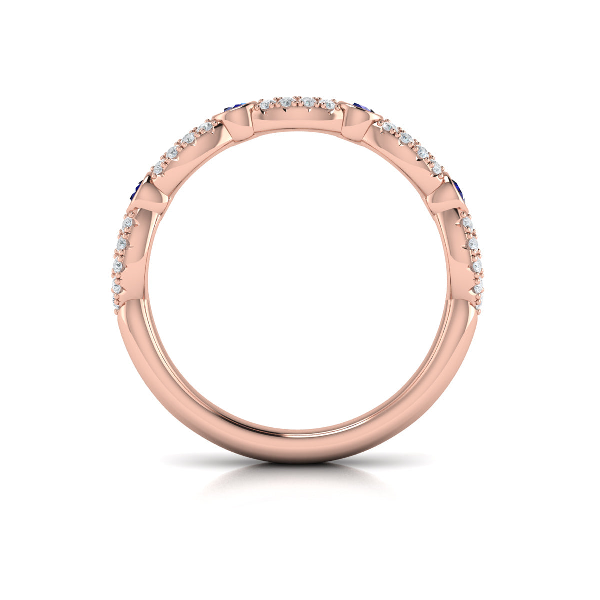14kt Rose Gold Sapphire Womens Stackable Wedding Band