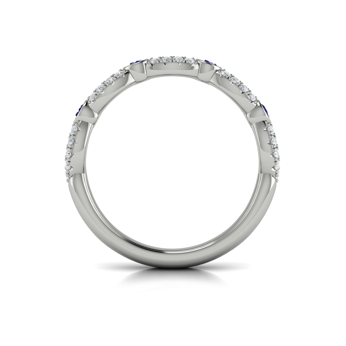 14K White Gold Sapphire Stackable Wedding Band