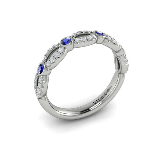 14K White Gold Sapphire Stackable Wedding Band