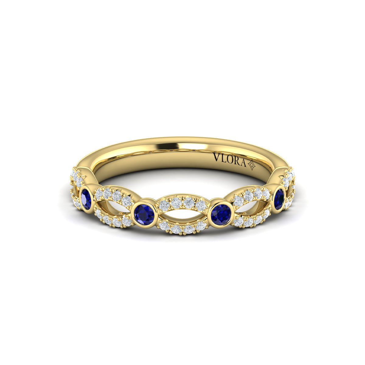 14kt Yellow Gold Sapphire Womens Stackable Wedding Band