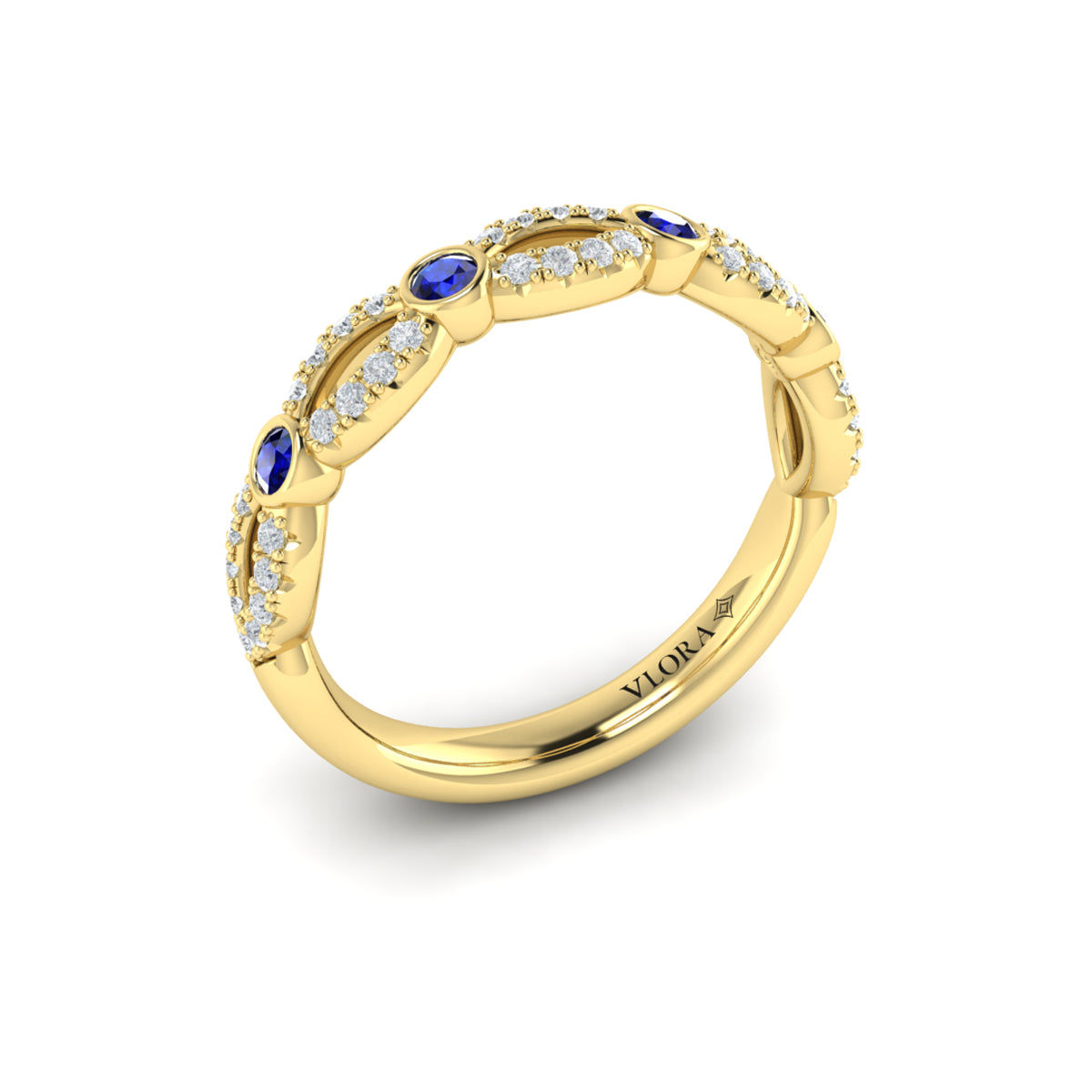 14kt Yellow Gold Sapphire Womens Stackable Wedding Band