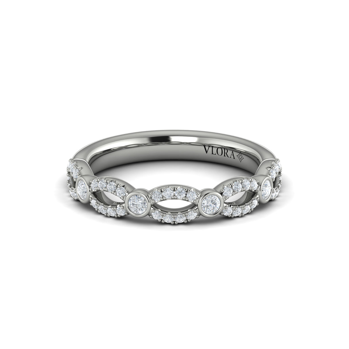 14K White Gold Diamond Stackable Wedding Band