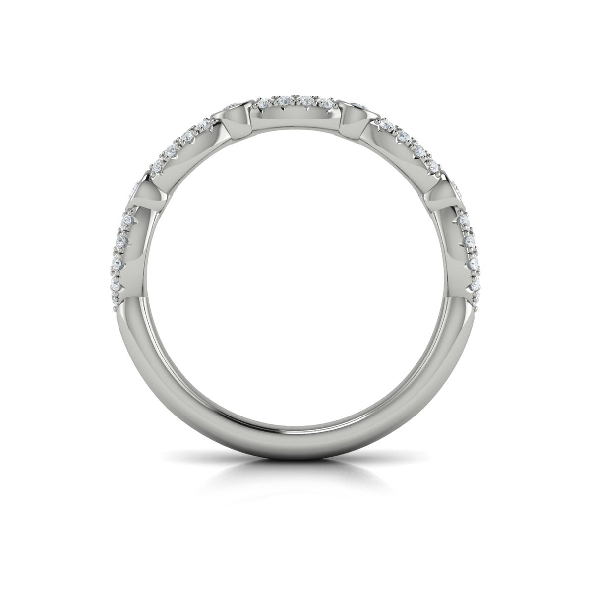 14K White Gold Diamond Stackable Wedding Band