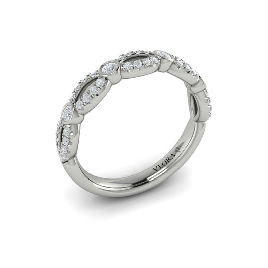 14K White Gold Diamond Stackable Wedding Band
