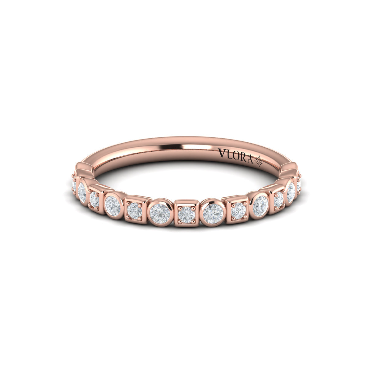 18kt Rose Gold Diamond Stackable Wedding Band for Women