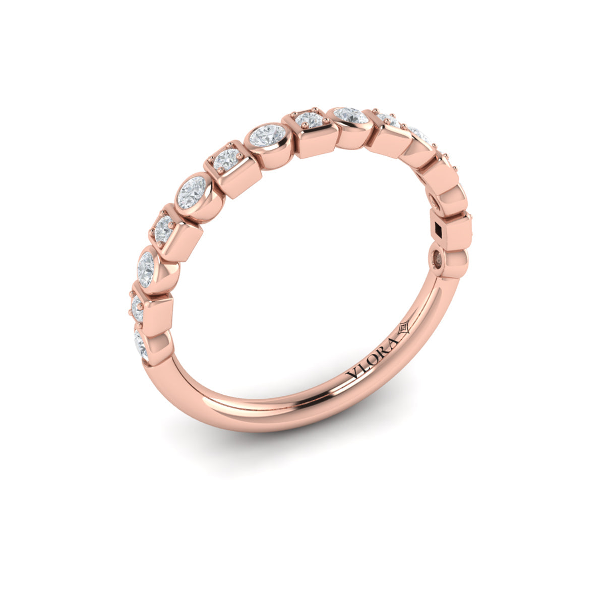 18kt Rose Gold Diamond Stackable Wedding Band for Women