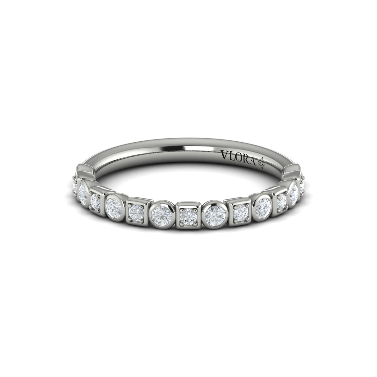 14K White Gold Diamond Stackable Wedding Band