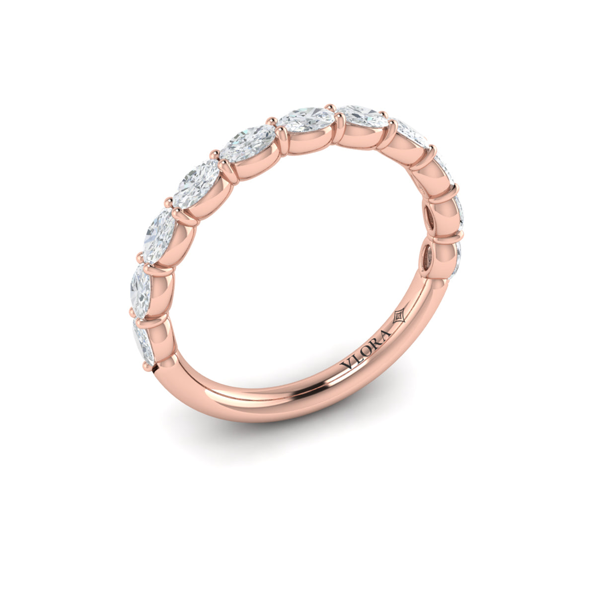14kt Rose Gold Diamond Womens Stackable Wedding Band