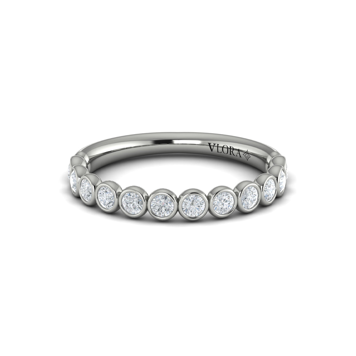 14K White Gold Diamond Stackable Wedding Band