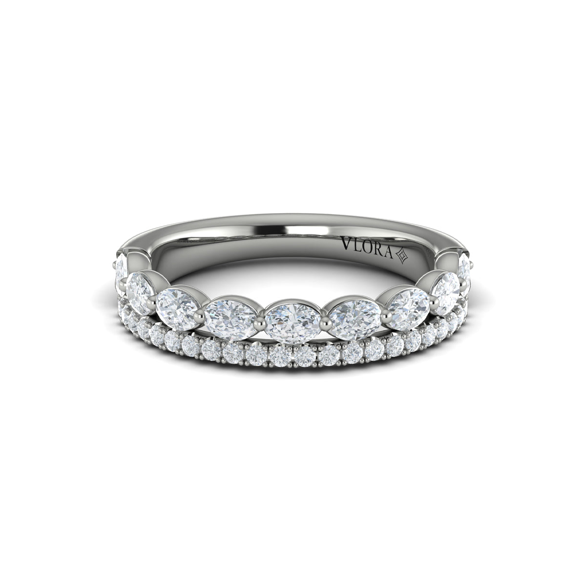 14K White Gold Diamond Stackable Wedding Band