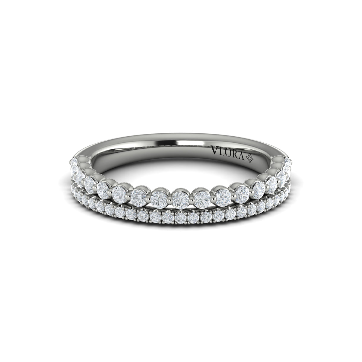 14K White Gold Diamond Stackable Wedding Band