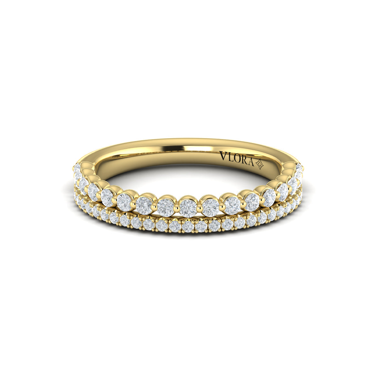 18kt Yellow Gold Diamond Stackable Womens Wedding Band