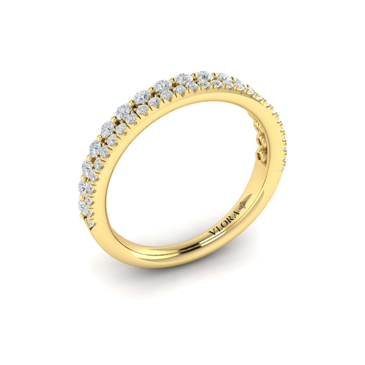 18kt Yellow Gold Diamond Stackable Womens Wedding Band