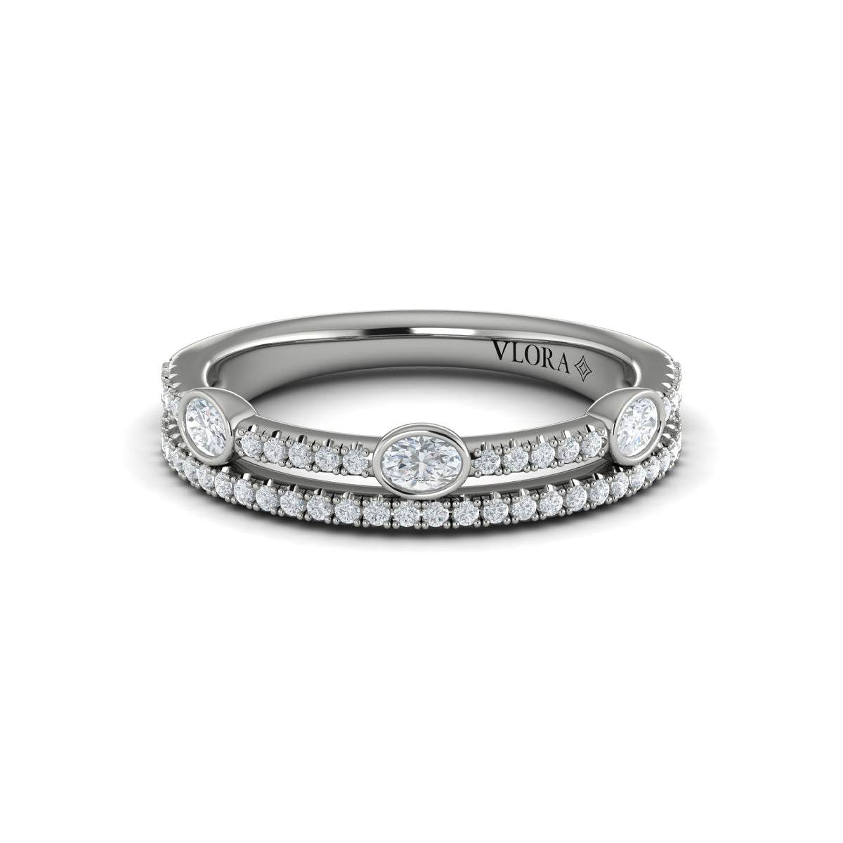 14K White Gold Diamond Stackable Wedding Band