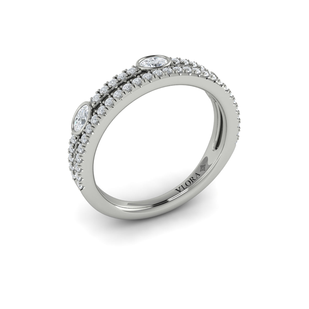 14K White Gold Diamond Stackable Wedding Band