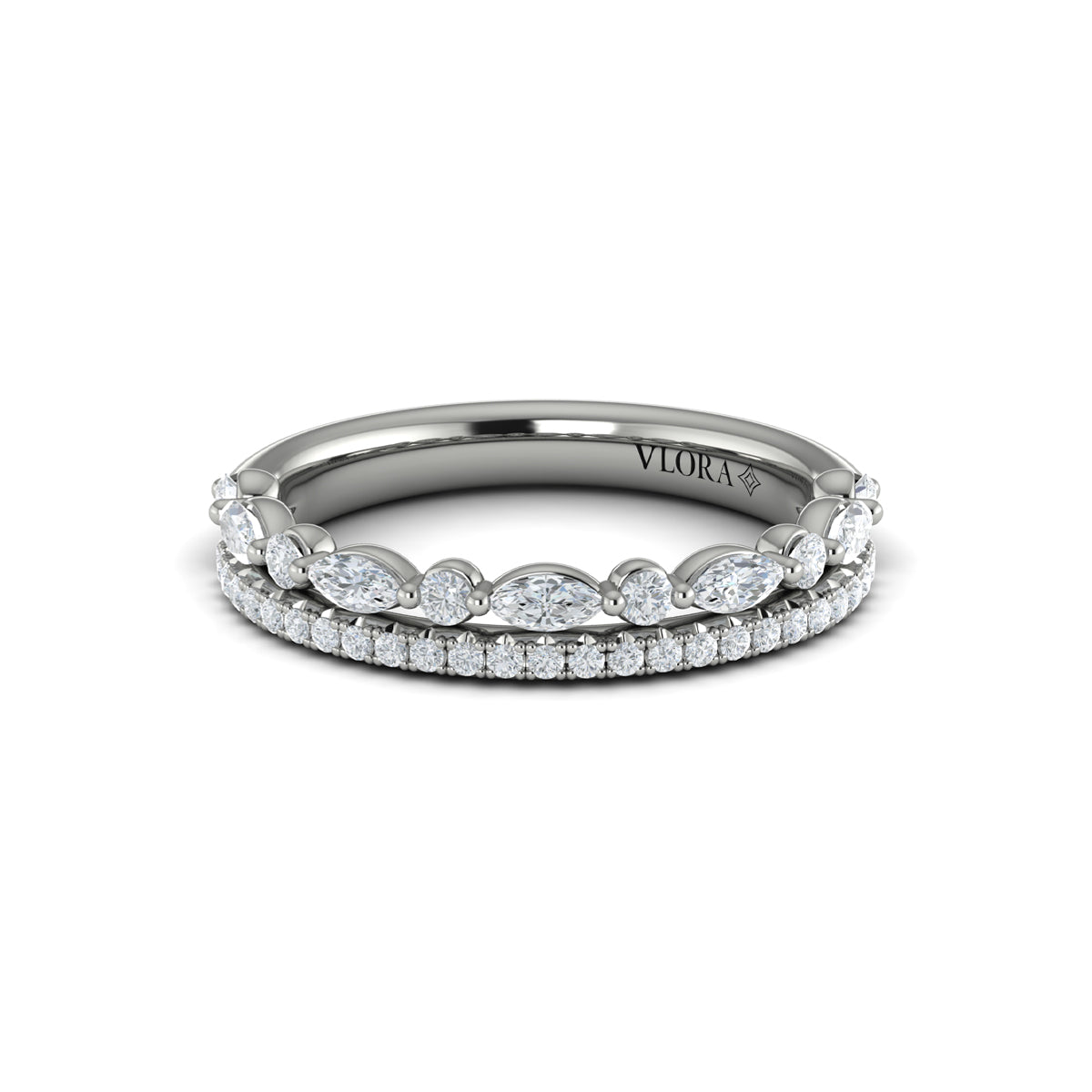 14K White Gold Diamond Stackable Wedding Band