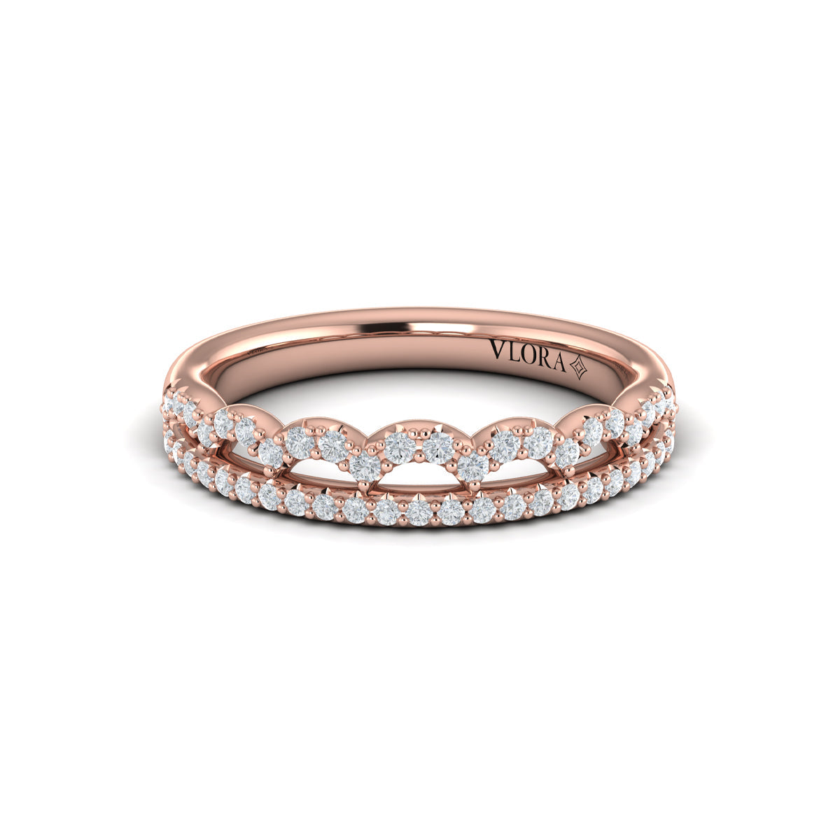 18kt Rose Gold Diamond Womens Stackable Wedding Band