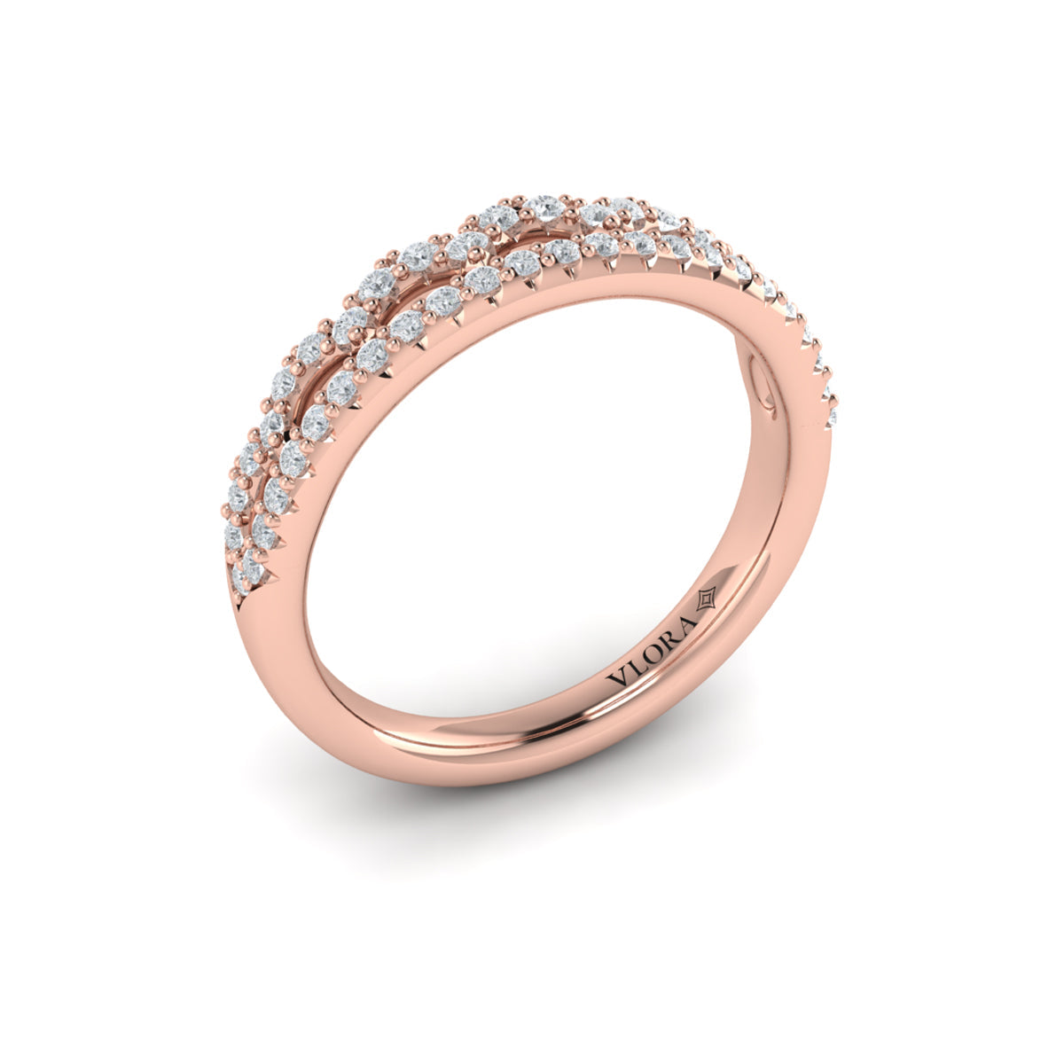 18kt Rose Gold Diamond Womens Stackable Wedding Band
