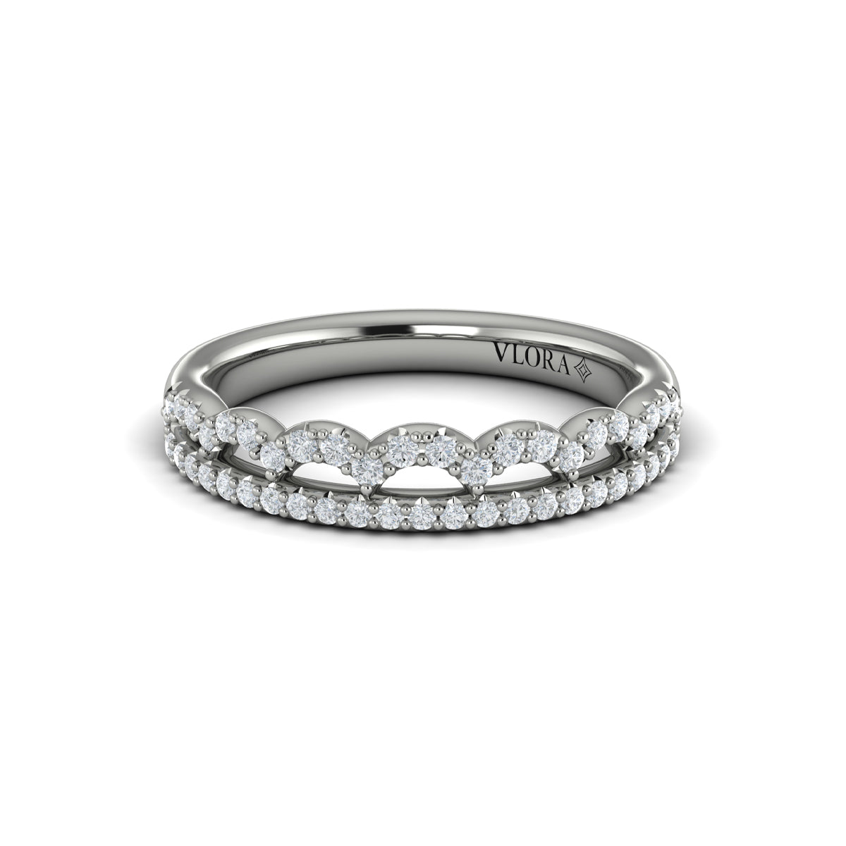 14K White Gold Diamond Stackable Womens Wedding Band