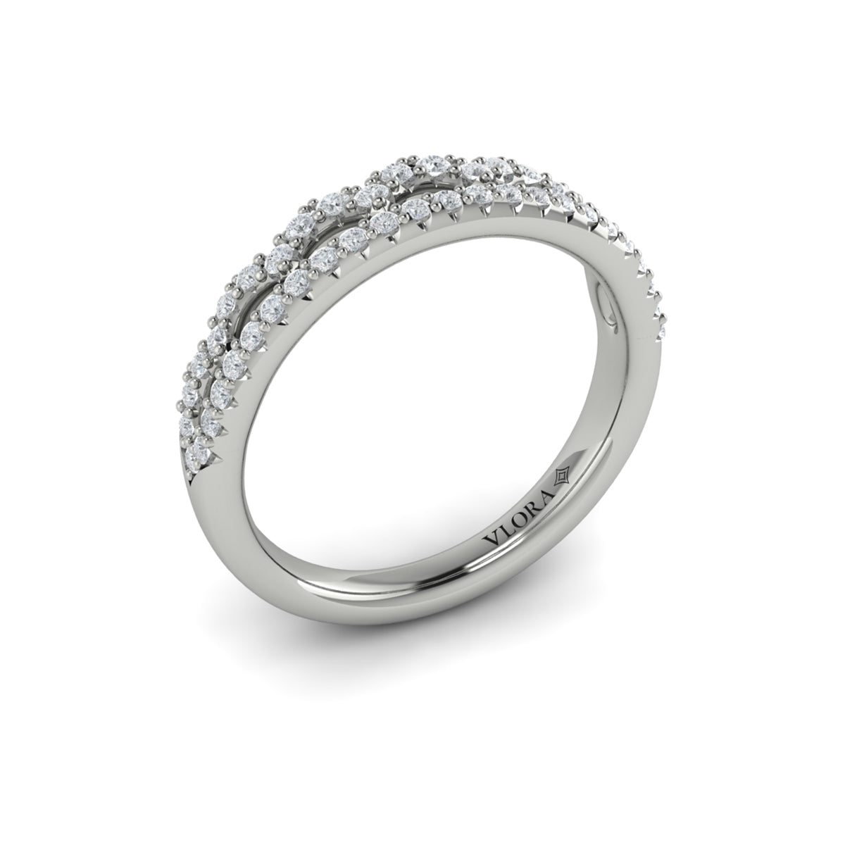 14K White Gold Diamond Stackable Womens Wedding Band